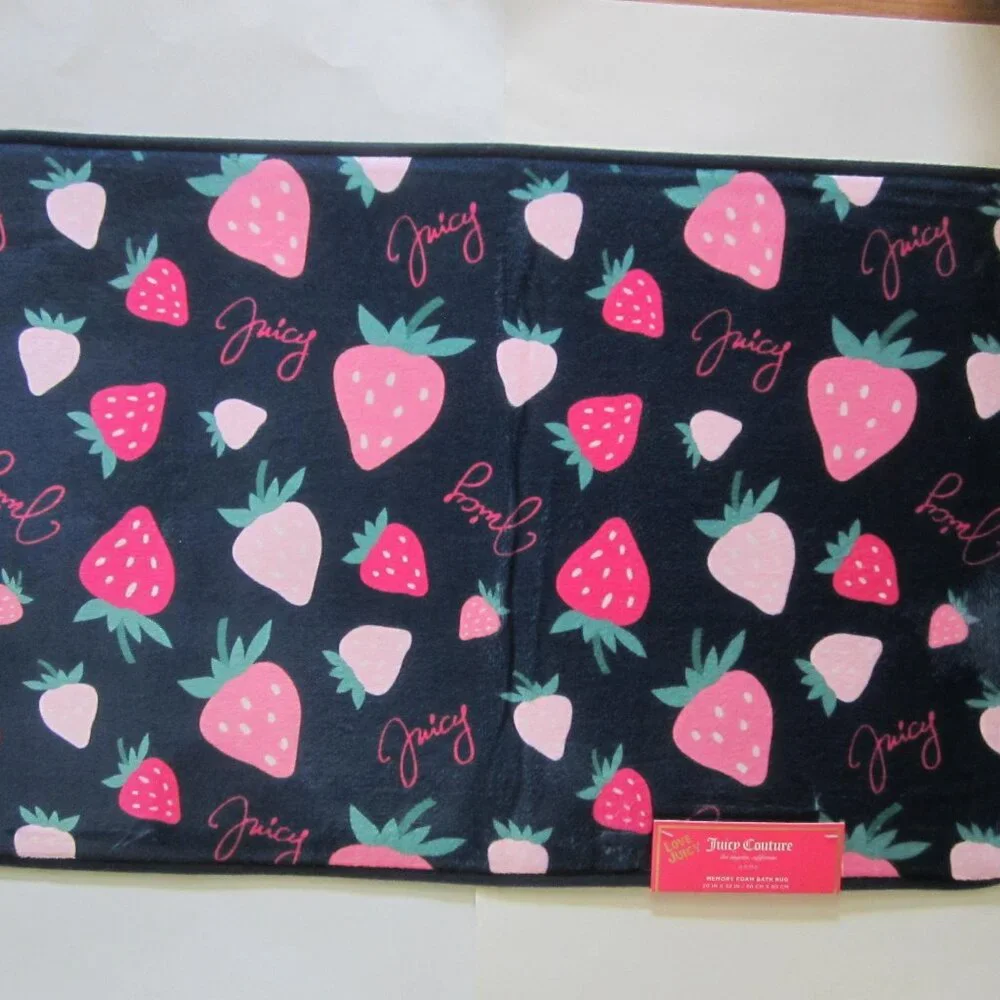 Juicy Couture Strawberry Memory Foam Bath Rug Home